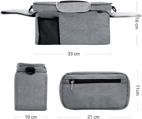 Universal storage bag for stroller - with drink holder - cup holder - stroller storage accessories - large capacity stroller bag