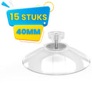 Brute Strength - 15 x Threaded Suction Cup - 40MM M4x10 - Suction cup with hook alternative to window film - sun protection suction cups - suction cup hooks - nut – bolt - glass - hanging hooks