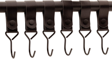 Brute Strength - Multifunctional Hook with Leather Loop - Cognac - 2 pieces - Coat Hook - Camping Hook - Leather - Hanging Hooks - Towel Hooks