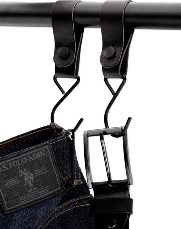 Brute Strength - Multifunctional Hook with Leather Loop - Cognac - 2 pieces - Coat Hook - Camping Hook - Leather - Hanging Hooks - Towel Hooks