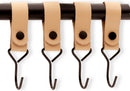 Brute Strength - Multifunctional Hook with Leather Loop - Cognac - 2 pieces - Coat Hook - Camping Hook - Leather - Hanging Hooks - Towel Hooks