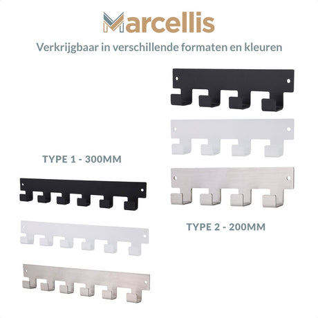 Marcellis - 1x Industrial towel hook - towel holder - hanging hook - 6 hooks - stainless steel