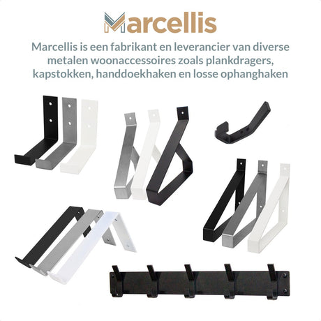 Marcellis - 1x Industrial towel hook - towel holder - hanging hook - 6 hooks - stainless steel