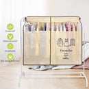 Dustproof Clothes Rack Cover Expandable Hanging Closet Cover Shoulder Dust Cover Clothes Protector for Coats Suits Dresses Beige