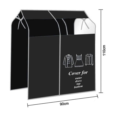 Dustproof Clothes Rack Cover Expandable Hanging Closet Cover Shoulder Dust Cover Clothes Protector for Coats Suits Dresses Black