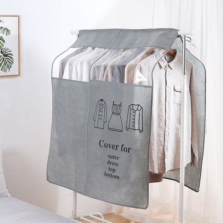 Dustproof Clothes Rack Cover Expandable Hanging Closet Cover Shoulder Dust Cover Clothes Protector for Coats Suits Dresses Grey