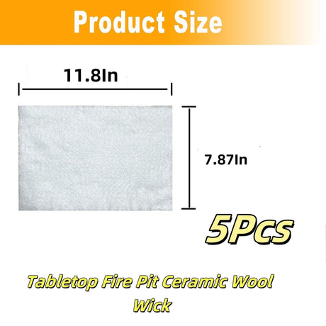 5Pack Carbon Felt Wick Bioethanol Fuel,11.8x7.87In Tabletop Fire Pit Ceramic Wool Wick Bioethanol Fuel Table Top Bowl to Extend Burning Time
