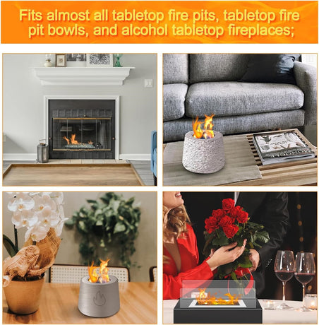 5Pack Carbon Felt Wick Bioethanol Fuel,11.8x7.87In Tabletop Fire Pit Ceramic Wool Wick Bioethanol Fuel Table Top Bowl to Extend Burning Time