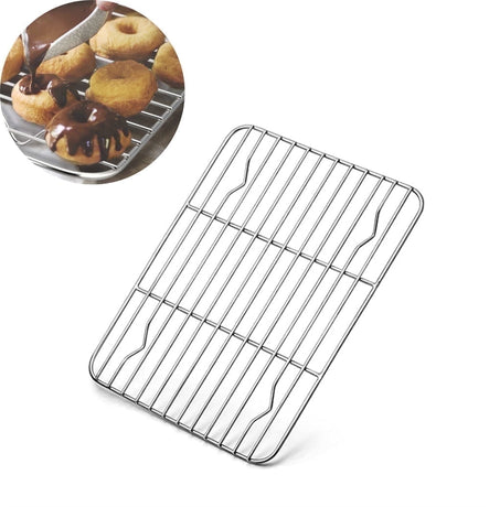 1Pack Kitchen Baking Rack,QZS Small Cooking Rack,Nonstick Wire Grill Net,Stainless Steel Roasting Grid Frame,Oven & Dishwasher Safe,for Picnic Camping Dinning and Outdoors 8