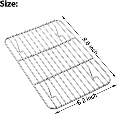 1Pack Kitchen Baking Rack,QZS Small Cooking Rack,Nonstick Wire Grill Net,Stainless Steel Roasting Grid Frame,Oven & Dishwasher Safe,for Picnic Camping Dinning and Outdoors 8