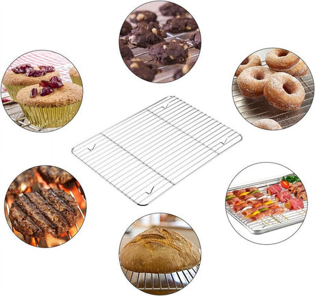 1Pack Kitchen Baking Rack,QZS Small Cooking Rack,Nonstick Wire Grill Net,Stainless Steel Roasting Grid Frame,Oven & Dishwasher Safe,for Picnic Camping Dinning and Outdoors 8