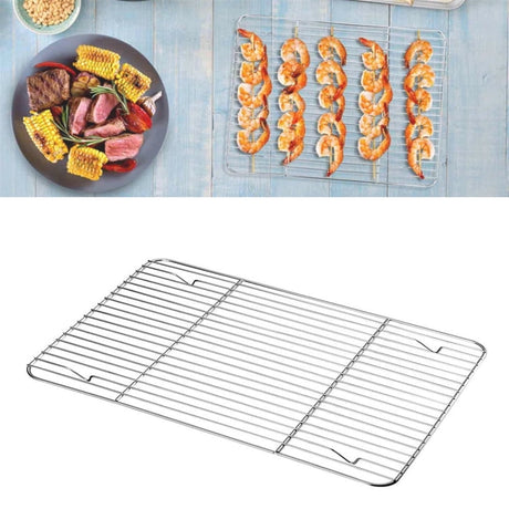 1Pack Kitchen Baking Rack,QZS Small Cooking Rack,Nonstick Wire Grill Net,Stainless Steel Roasting Grid Frame,Oven & Dishwasher Safe,for Picnic Camping Dinning and Outdoors 8