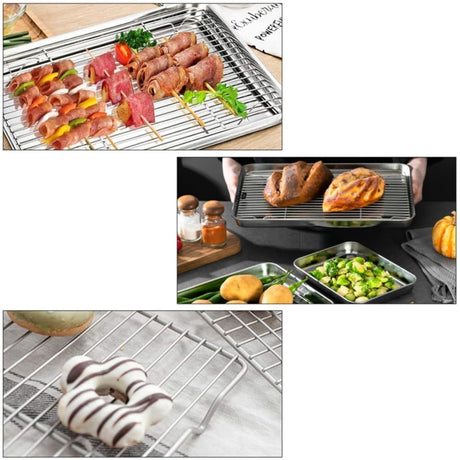 1Pack Kitchen Baking Rack,QZS Small Cooking Rack,Nonstick Wire Grill Net,Stainless Steel Roasting Grid Frame,Oven & Dishwasher Safe,for Picnic Camping Dinning and Outdoors 8