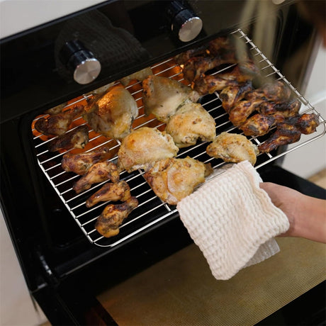 1Pack Kitchen Baking Rack,QZS Small Cooking Rack,Nonstick Wire Grill Net,Stainless Steel Roasting Grid Frame,Oven & Dishwasher Safe,for Picnic Camping Dinning and Outdoors 8