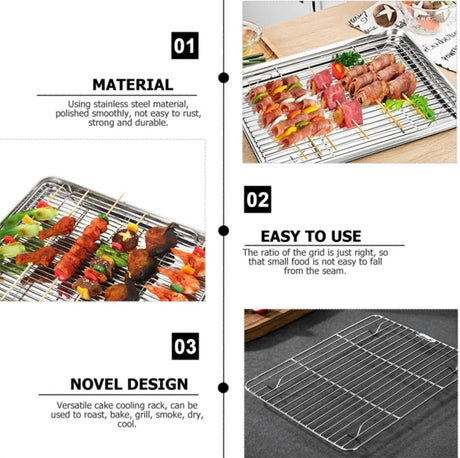 1Pack Kitchen Baking Rack,QZS Small Cooking Rack,Nonstick Wire Grill Net,Stainless Steel Roasting Grid Frame,Oven & Dishwasher Safe,for Picnic Camping Dinning and Outdoors 8
