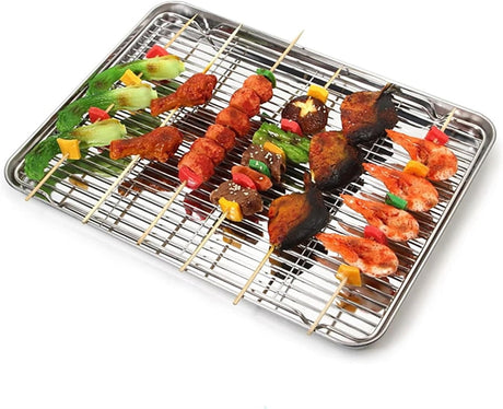 1Pack Kitchen Baking Rack,QZS Small Cooking Rack,Nonstick Wire Grill Net,Stainless Steel Roasting Grid Frame,Oven & Dishwasher Safe,for Picnic Camping Dinning and Outdoors 8
