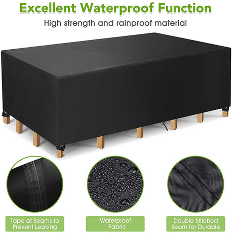 Rectangular Patio Table Cover Heavy Duty Waterproof Outdoor Furniture Set Cover 74
