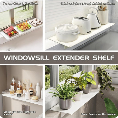 QZS Carbon Steel Countertop Board,15.75x7.9In Countertop Extension Board with Magnetic Base,1Pc No punching Window Sill Extender Plate for Office Bathroom 15.75