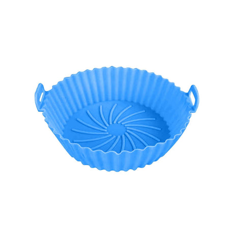 Air Fryer Silicone Liners, Air Fryer Silicone Baking Tray, Mini Air Fryer Tray, Round Small Air Fryer Liners, Silicone Reusable Airfryer Liners Accessories, Fryer Pot Baking Pan Blue