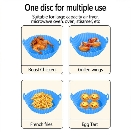 Air Fryer Silicone Liners, Air Fryer Silicone Baking Tray, Mini Air Fryer Tray, Round Small Air Fryer Liners, Silicone Reusable Airfryer Liners Accessories, Fryer Pot Baking Pan Pink