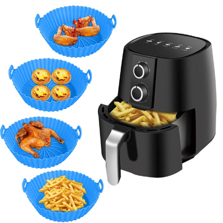 Air Fryer Silicone Liners, Air Fryer Silicone Baking Tray, Mini Air Fryer Tray, Round Small Air Fryer Liners, Silicone Reusable Airfryer Liners Accessories, Fryer Pot Baking Pan Pink