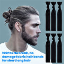 100pcs Men Hair Tie For Man Bun.Man Bands Hair Ties For Mens Long Hair Elastic Fabric Hair Ties Knotted Black Ribbons Knot Men's Ponytail Holders Guys (Black-100pcs)