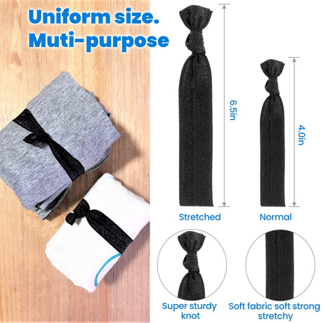100pcs Men Hair Tie For Man Bun.Man Bands Hair Ties For Mens Long Hair Elastic Fabric Hair Ties Knotted Black Ribbons Knot Men's Ponytail Holders Guys (Black-100pcs)