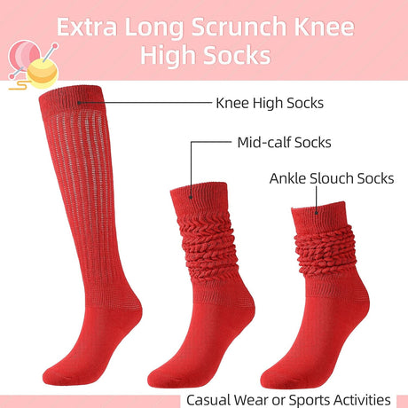 WQBLQH 10 Pairs Women's Slouch Socks Extra Long Knitted Sock Cotton Scrunchie Socks Size 9 to 11 Bright Color 1