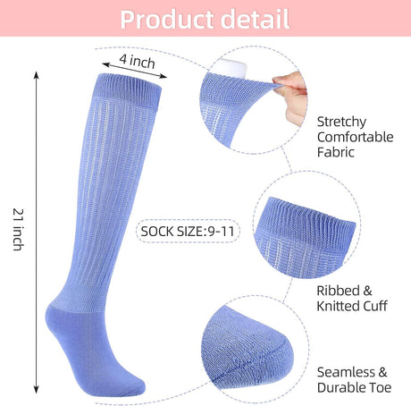 WQBLQH 10 Pairs Women's Slouch Socks Extra Long Knitted Sock Cotton Scrunchie Socks Size 9 to 11 Bright Color 1