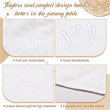 Durable Tummy Liners,Pack of 6 Portable Belly Pads,Durable Under Belly Sweat Liners for Indoor,White Tummy Band for Indoor and Outdoor White