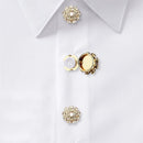 Rhinestone Button Cover Tutuviw 5 Pcs Golden Crystal Cover for Women Blouses Detachable Shirt Clips Buttons Crystal Fancy Buttons for Dress Suit Jeans Clothing DIY Holiday Decoration Embellishments Gold