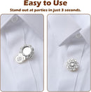 Rhinestone Button Cover Tutuviw 5 Pcs Golden Crystal Cover for Women Blouses Detachable Shirt Clips Buttons Crystal Fancy Buttons for Dress Suit Jeans Clothing DIY Holiday Decoration Embellishments Silver