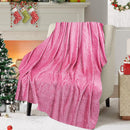 Christmas Solid Color Blanket, 59x39" Soft Warm Throw Blanket, Light-weight Plush Throw Blanket for Bed Sofa Camping Airplane Holiday Pink