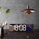 Digital Clock Large Display, Alarm Clock for Living Room Office Bedroom Decor, LED Corded Electric, Date Temp Display Wall Clock, Smart Cool Modern Desk Accessories Blue