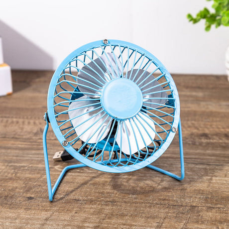 Tutuviw 4 Inch USB Desk Fan,Small and Quiet,Powerful USB Powered Portable Fan,Strong Airflow,Mini Metal USB Fan,360°Rotation,Personal Cooling Fan with 2 Speed for Home Office,Black Blue