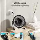 Tutuviw 4 Inch USB Desk Fan,Small and Quiet,Powerful USB Powered Portable Fan,Strong Airflow,Mini Metal USB Fan,360°Rotation,Personal Cooling Fan with 2 Speed for Home Office,Black Blue