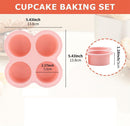 Tutuviw 2Pcs Reusable Silicone Air Fryer Egg Mold Cupcake and Muffin Pan Non-Stick Air Fryer Baking Pan 4 Cavity Silicone Muffin Pans Muffin Cups for Baking(Blue+Pink)