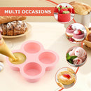 Tutuviw 2Pcs Reusable Silicone Air Fryer Egg Mold Cupcake and Muffin Pan Non-Stick Air Fryer Baking Pan 4 Cavity Silicone Muffin Pans Muffin Cups for Baking(Blue+Pink)