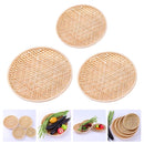 Set of 3 Shallow Baskets with Woven Trays - Multi-Purpose Fruit, Vegetable, Dessert Serving and Wall Decor Traditional Chinese Style