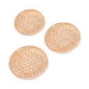 Set of 3 Shallow Baskets with Woven Trays - Multi-Purpose Fruit, Vegetable, Dessert Serving and Wall Decor Traditional Chinese Style