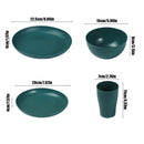 Darzheoy 16 Pieces Kitchen Dinnerware Set, Service for 8, Dinner Plates, Dessert Plate, Cereal Bowls, Cups, Colorful Plastic Outdoor Camping Dishes Green