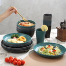 Darzheoy 16 Pieces Kitchen Dinnerware Set, Service for 8, Dinner Plates, Dessert Plate, Cereal Bowls, Cups, Colorful Plastic Outdoor Camping Dishes Green