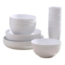 Darzheoy 16 Pieces Kitchen Dinnerware Set, Service for 8, Dinner Plates, Dessert Plate, Cereal Bowls, Cups, Colorful Plastic Outdoor Camping Dishes White