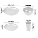 Darzheoy 16 Pieces Kitchen Dinnerware Set, Service for 8, Dinner Plates, Dessert Plate, Cereal Bowls, Cups, Colorful Plastic Outdoor Camping Dishes White