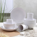 Darzheoy 16 Pieces Kitchen Dinnerware Set, Service for 8, Dinner Plates, Dessert Plate, Cereal Bowls, Cups, Colorful Plastic Outdoor Camping Dishes White