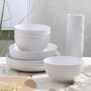 Darzheoy 16 Pieces Kitchen Dinnerware Set, Service for 8, Dinner Plates, Dessert Plate, Cereal Bowls, Cups, Colorful Plastic Outdoor Camping Dishes White