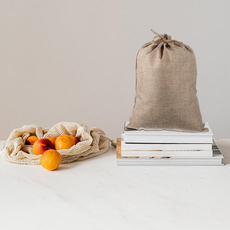 WHAMVOX 6 Pcs Vegetable Bags for Storage Small Burlap Food Jute Tote Khaki