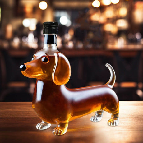 Darzheoy Wolf Whiskey Bottle, Funny Wolf Whiskey Bottle, 3D Wolf Shape Glass, Wine Decanter for Men Dad, Home Bar Dachshund Lover Decor Brown