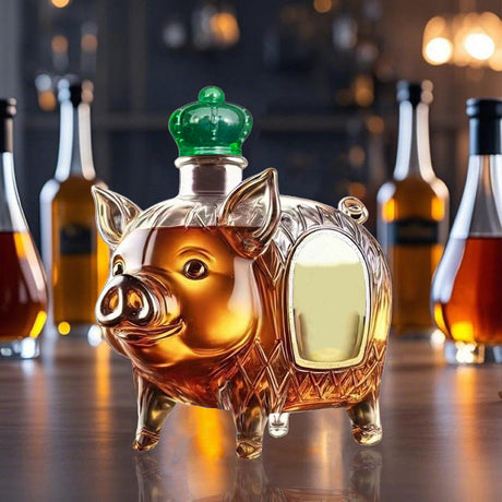 Darzheoy Wolf Whiskey Bottle, Funny Wolf Whiskey Bottle, 3D Wolf Shape Glass, Wine Decanter for Men Dad, Home Bar Dachshund Lover Decor I