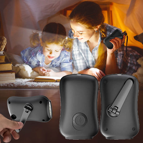 Chmadoxn Crank Flashlight, Emergency Rechargeable LED Flashlight, Portable Camping Light, Self Powered Rechargeable Flashlight for Outdoor Mountaineering Backpack Hiking As Show Black